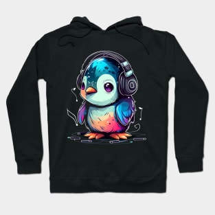 Baby Penguin with Headphones. Hoodie